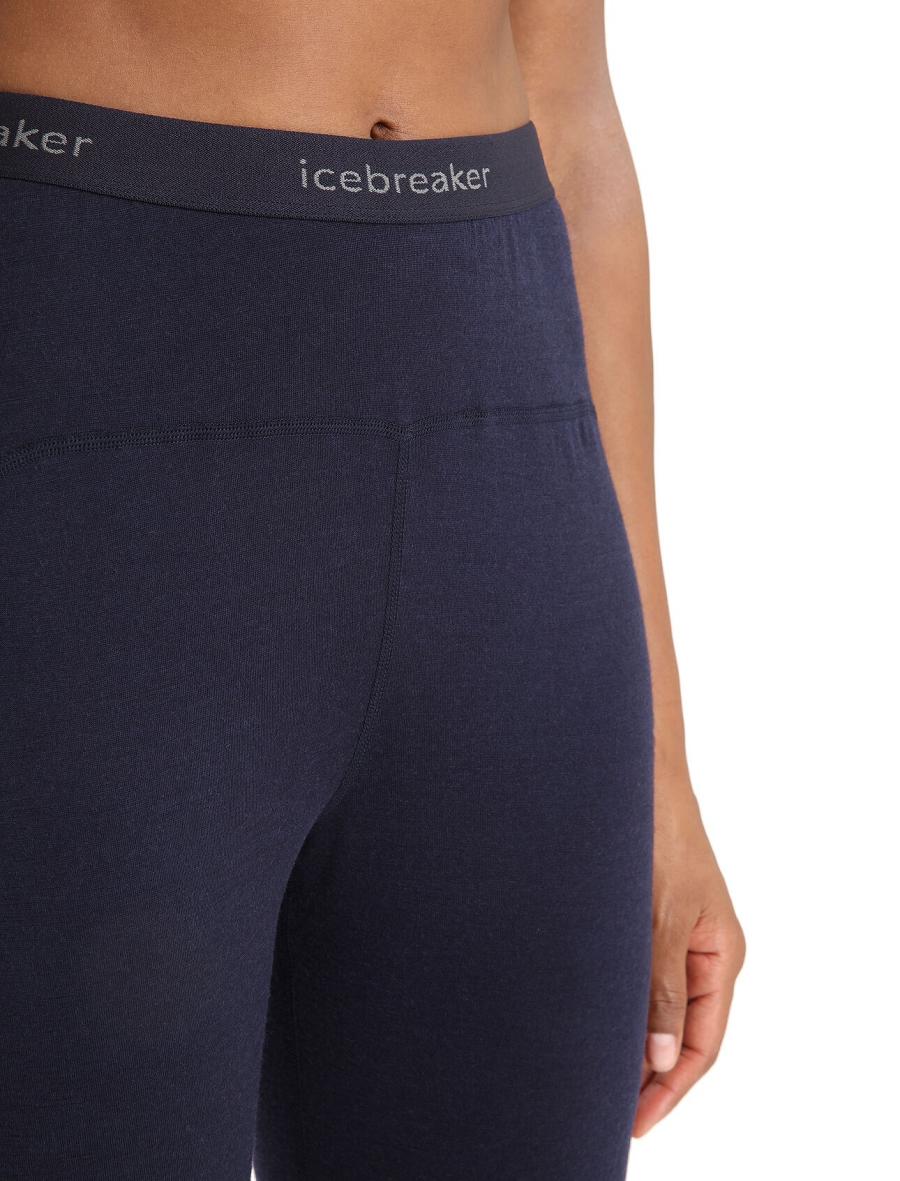 Women's Icebreaker Merino 200 Sonebula Thermal Leggings Base Layers Midnight Navy / Snow | CA 1092HAPK